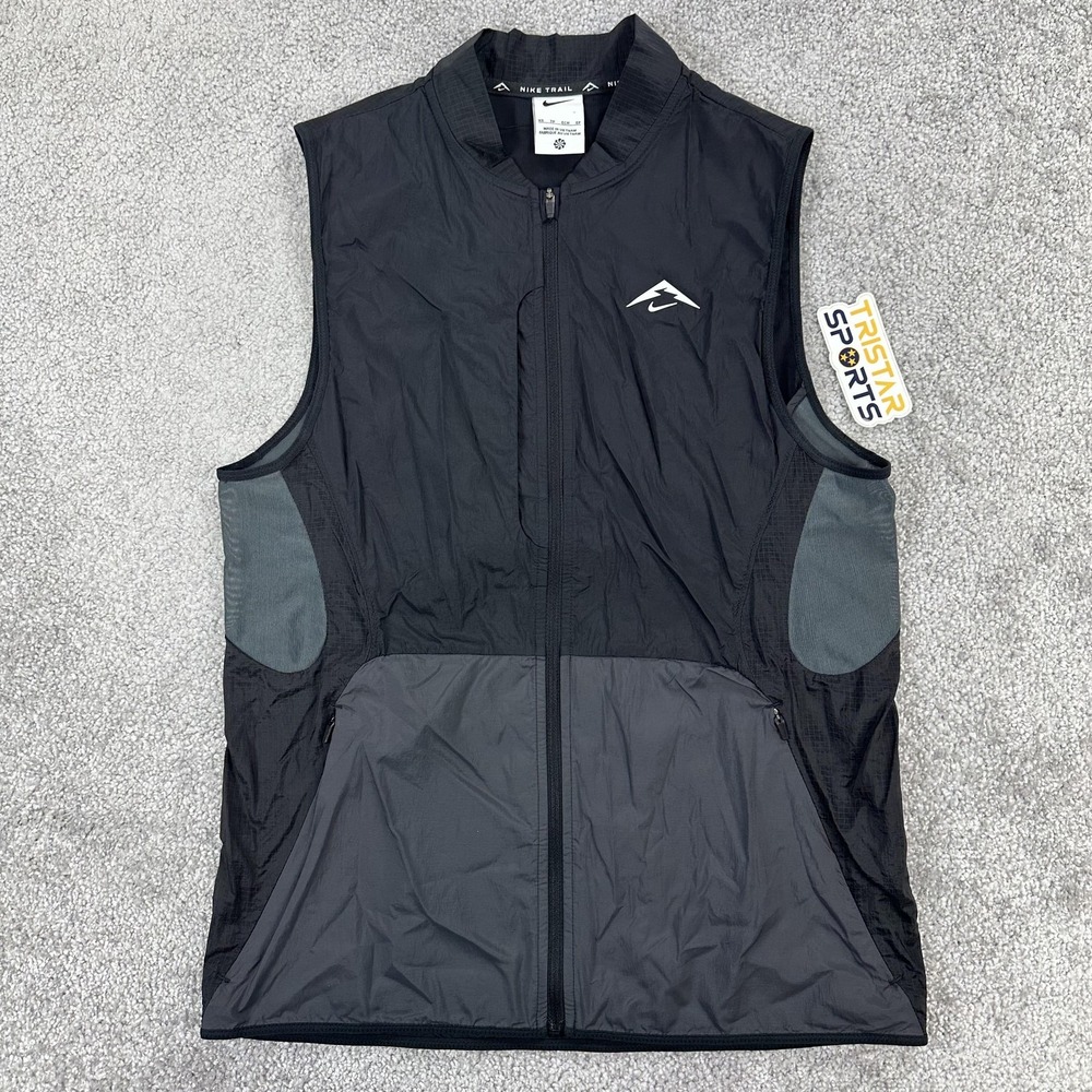 Nike Trail Packable Vest Mens XS Black Gray Running Pack In Pack Out FN4004-010